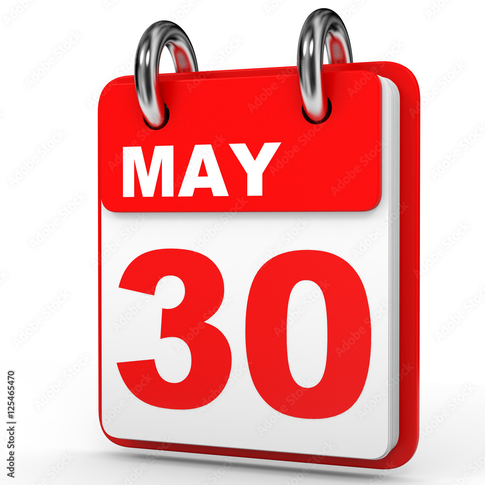 May 30. Calendar on white background. May 30. Calendar on white background.