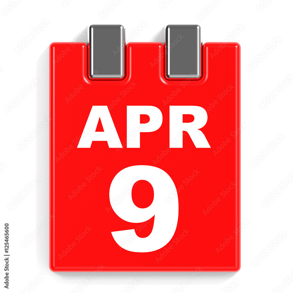 April 9. Calendar on white background. April 9. Calendar on white background.