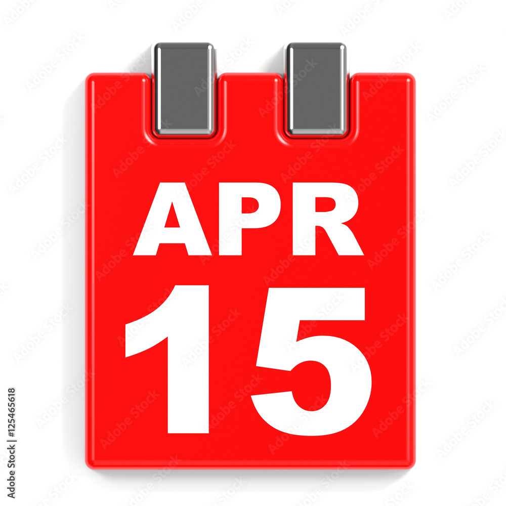 April 15. Calendar on white background. April 15. Calendar on white background.