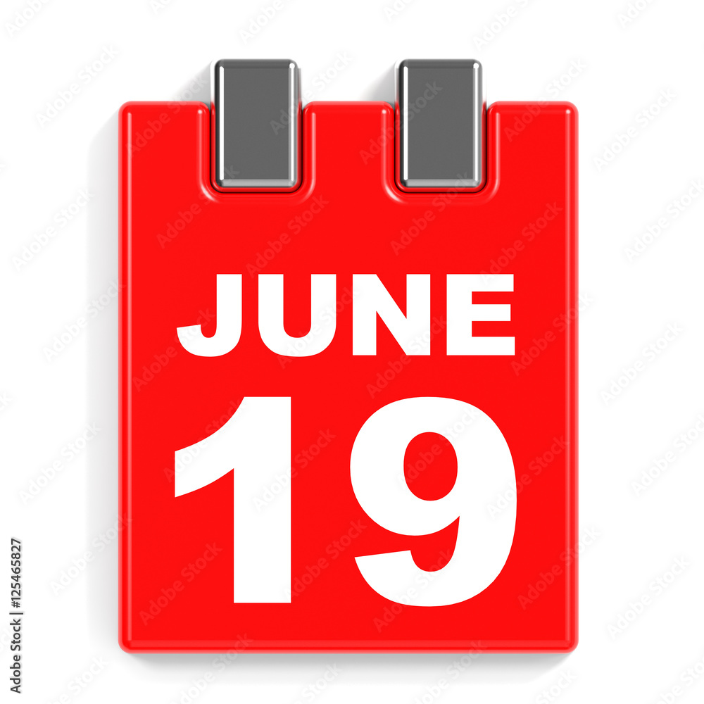 June 19. Calendar on white background. June 19. Calendar on white background.
