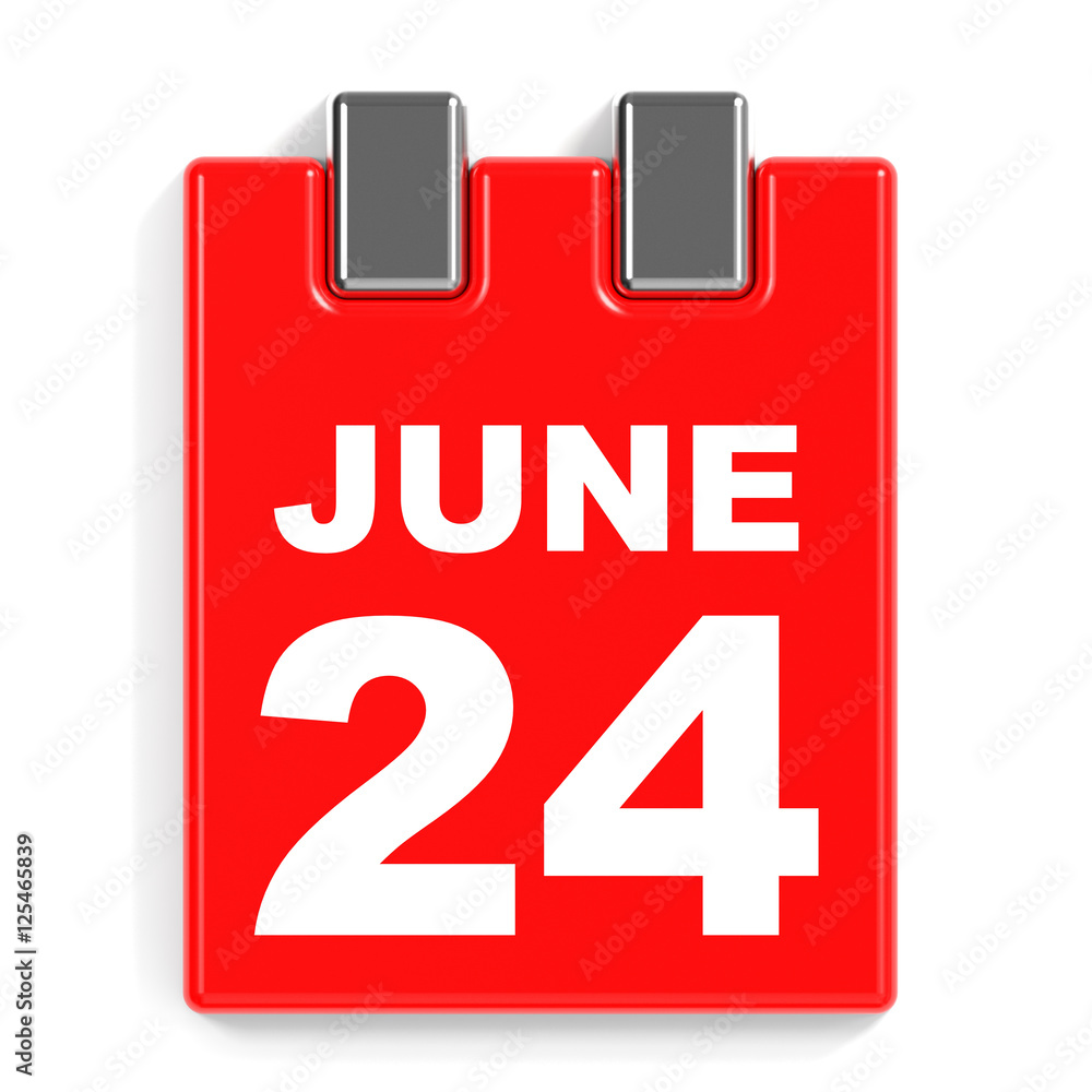 June 24. Calendar on white background. June 24. Calendar on white background.