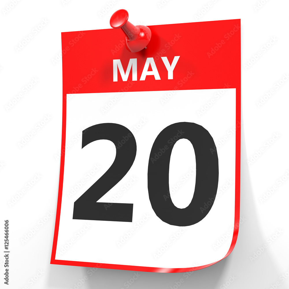 Fototapeta premium May 20. Calendar on white background.