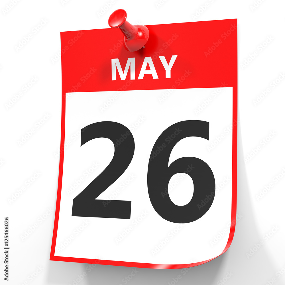 May 26. Calendar on white background. May 26. Calendar on white background.