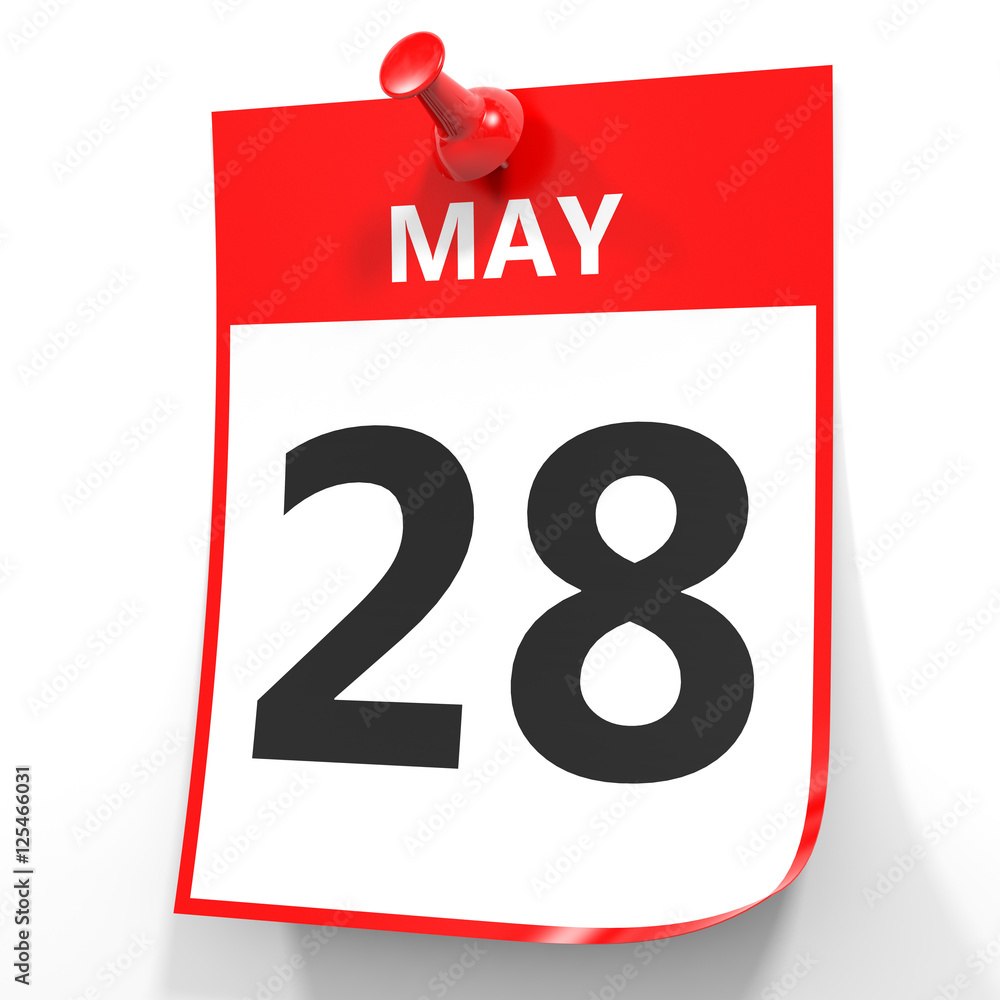 May 28. Calendar on white background. May 28. Calendar on white background.