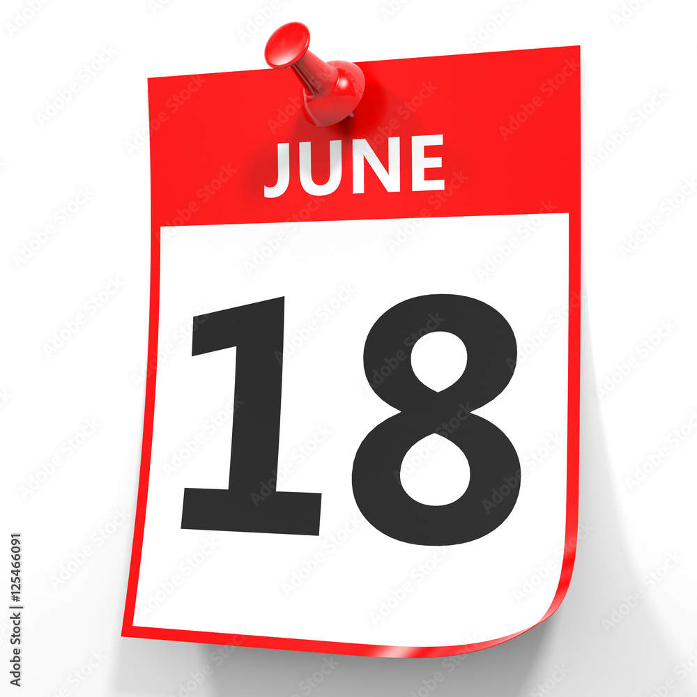 June 18. Calendar on white background. June 18. Calendar on white background.