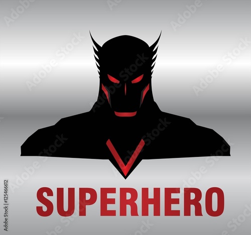 superhero. metallic winged head superhero with the black costume.