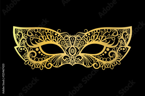 Golden carnival mask on the black background vector illustration