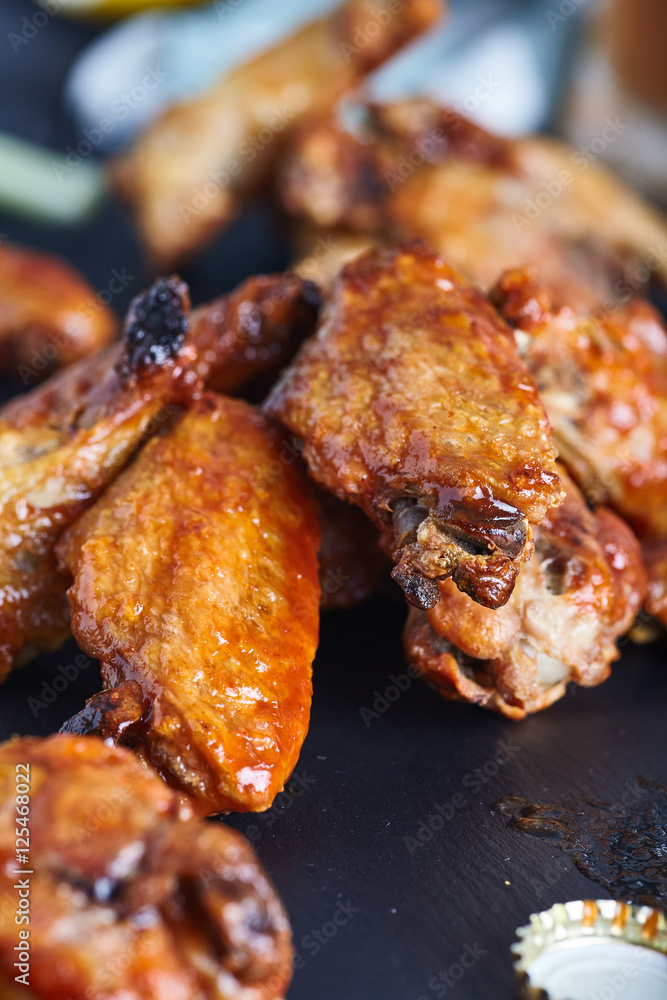 Close-up of spicy chicken buffalo wings