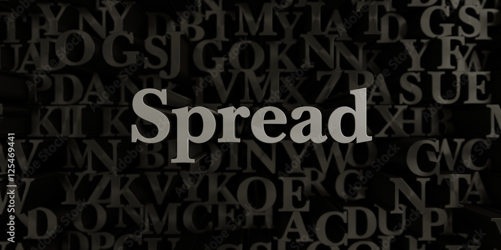 Spread - Stock image of 3D rendered metallic typeset headline illustration.  Can be used for an online banner ad or a print postcard.