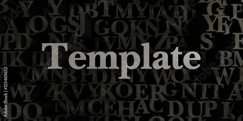 Template - Stock image of 3D rendered metallic typeset headline illustration. Can be used for an online banner ad or a print postcard.