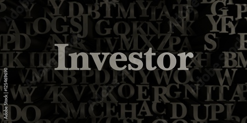 Investor - Stock image of 3D rendered metallic typeset headline illustration. Can be used for an online banner ad or a print postcard.