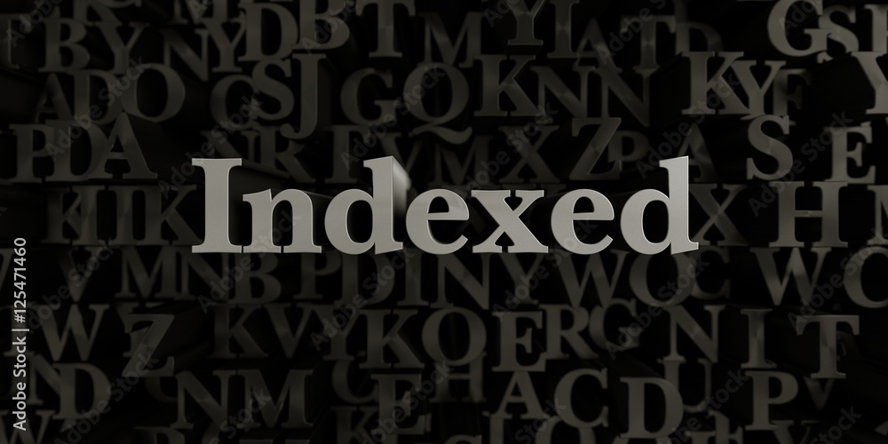 Indexed - Stock image of 3D rendered metallic typeset headline illustration.  Can be used for an online banner ad or a print postcard.
