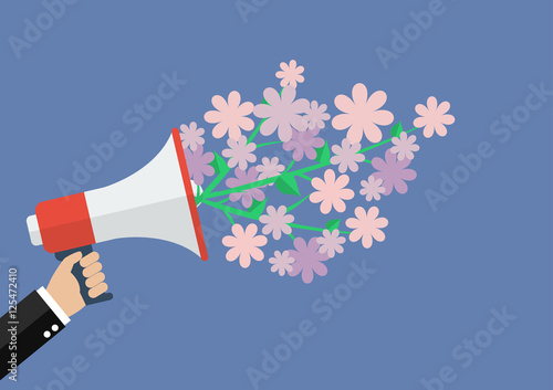 Hand holding megaphone with word special offer
