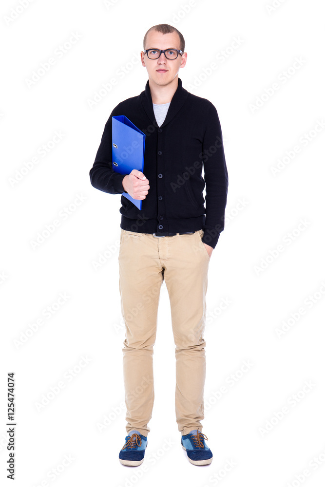 young handsome man student or office worker standing isolated on young handsome man student or office worker standing isolated on