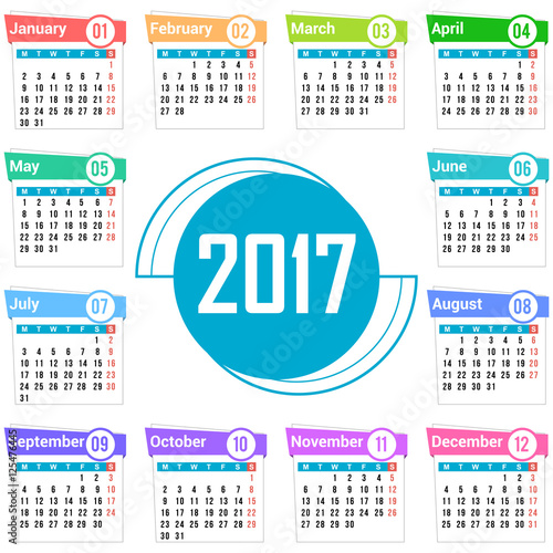 Calendar design for year 2017
