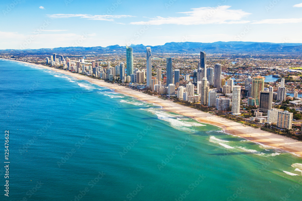 Aerial view of Surfers Paradise, the Gold Coast, Queensland, Aus
