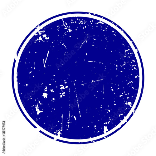 Grunge blue blank rubber stamp template