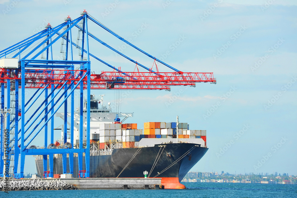 Fototapeta premium Cargo crane and ship