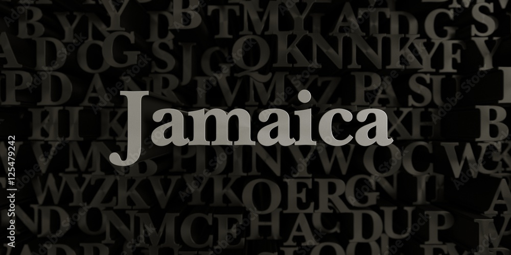 Jamaica - Stock image of 3D rendered metallic typeset headline illustration.  Can be used for an online banner ad or a print postcard.