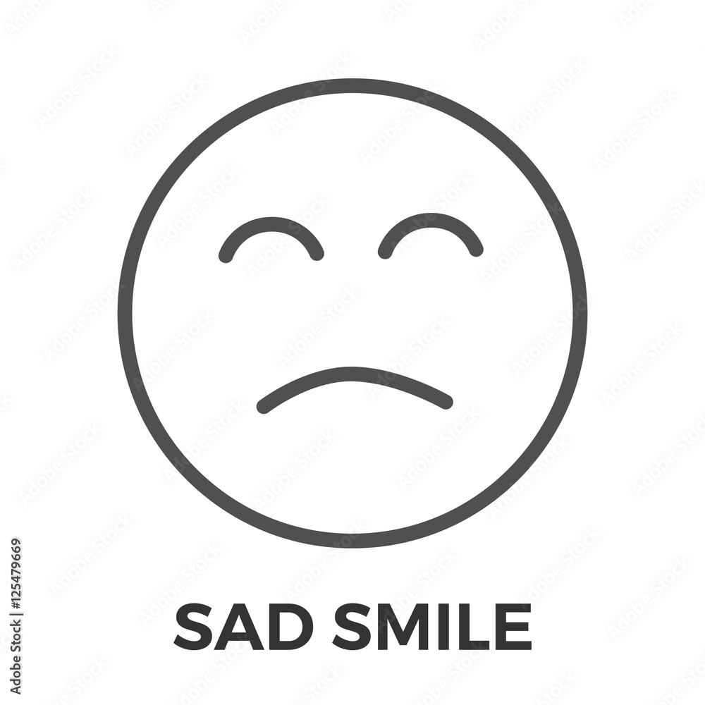 Sad smile thin line vector icon Sad smile thin line vector icon