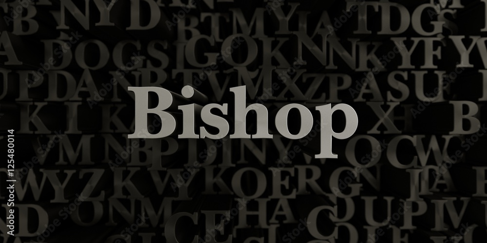 Bishop - Stock image of 3D rendered metallic typeset headline illustration.  Can be used for an online banner ad or a print postcard.