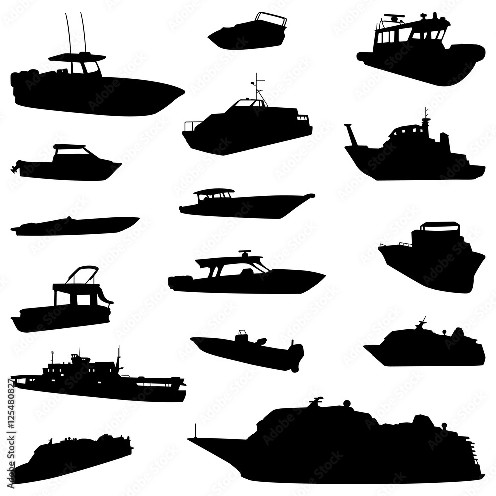 custom made wallpaper toronto digitalVector Cruiser, Motor Ship, Yacht, Fishing, Sea Transportation Silhouette