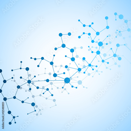 Structure molecule and communication. Dna  atom  neurons. Scientific concept for your design. Connected lines with dots. Medical  technology  chemistry  science background. Vector illustration