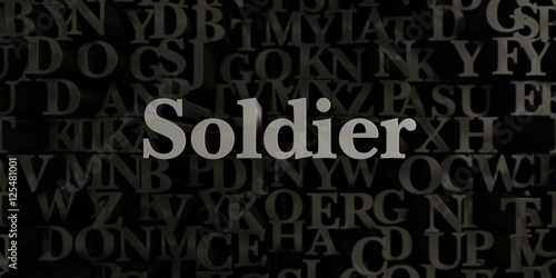 Soldier - Stock image of 3D rendered metallic typeset headline illustration. Can be used for an online banner ad or a print postcard.