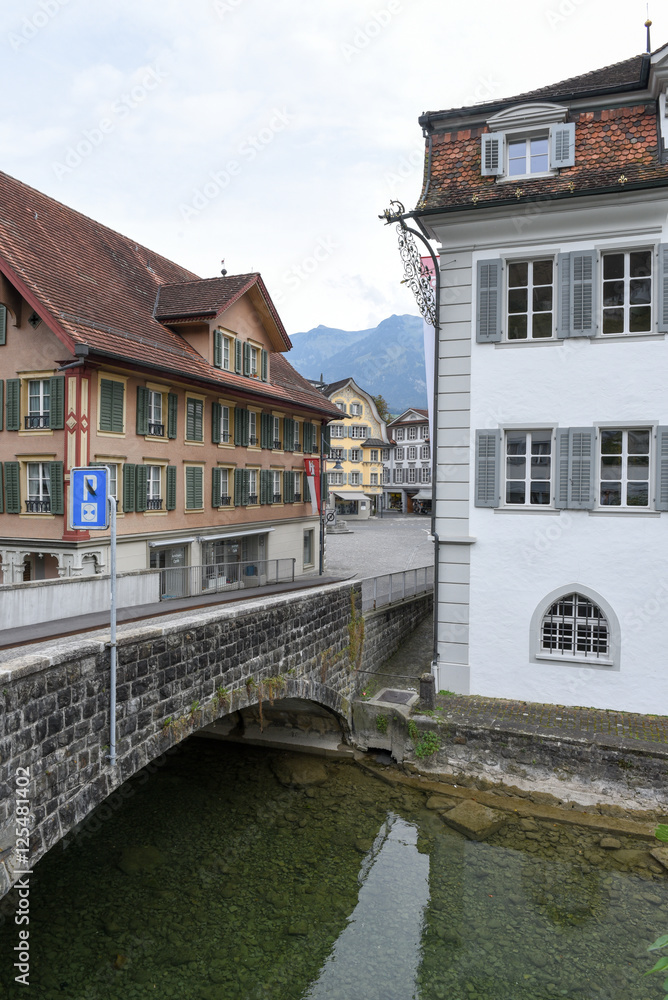 town hall near the river of Sarnen