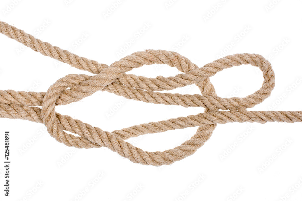 Reef knot isolated on white background.