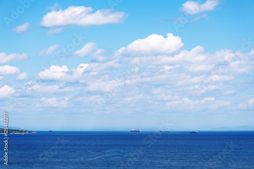 Sea view of the Gulf of Peter the Great. Japanese sea. Vladivostok. Russia.