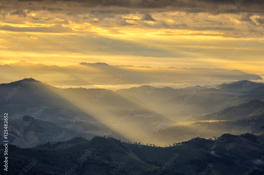 Ray of light landscape, View of mountains with ray of morning gold light. Ray of light landscape, View of mountains with ray of morning gold light.
