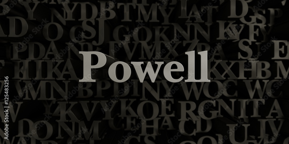 Powell - Stock image of 3D rendered metallic typeset headline illustration.  Can be used for an online banner ad or a print postcard.