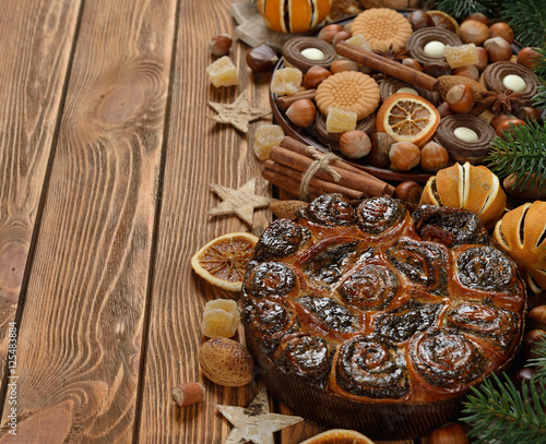 Christmas cake with poppy seeds