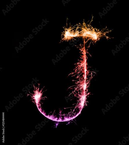 Sparkler Firework Light Alphabet J Capital Letters At Night Stock Photo Adobe Stock