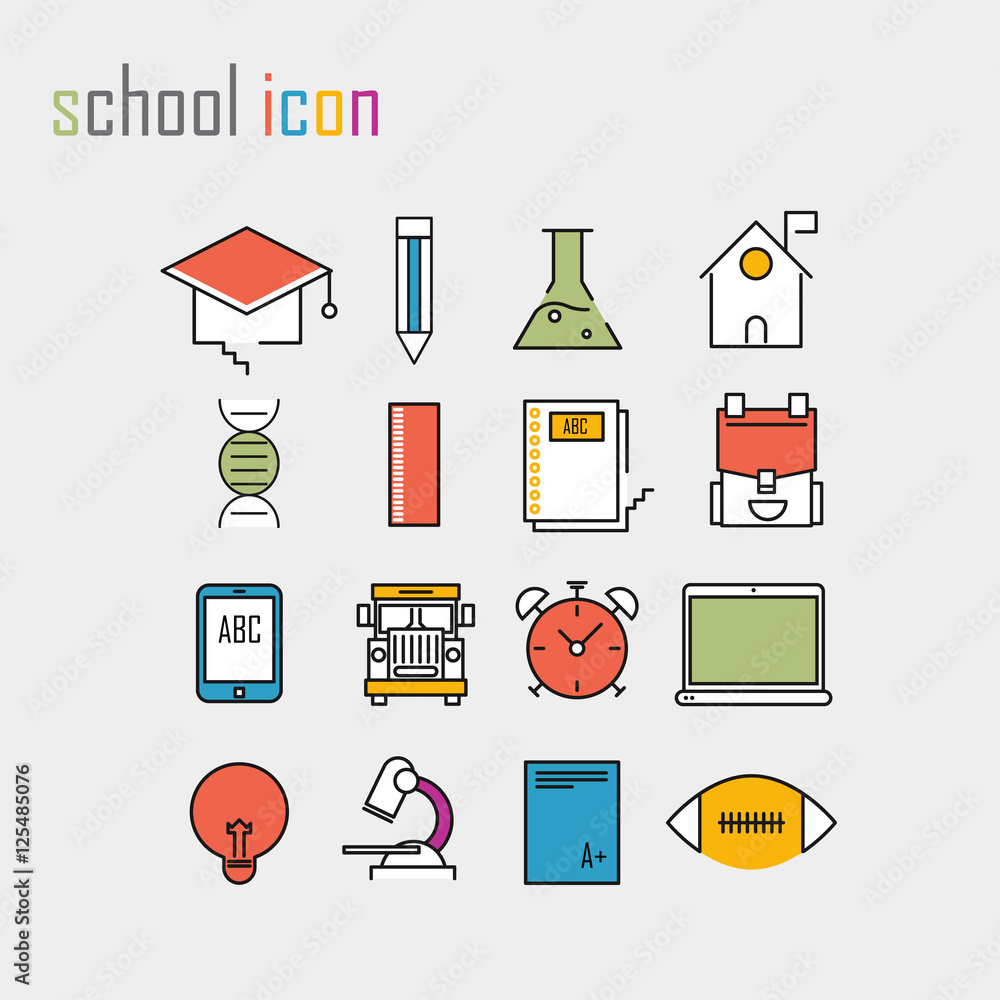 Line icons, school, school icons,Modern infographic vector logo Line icons, school, school icons,Modern infographic vector logo