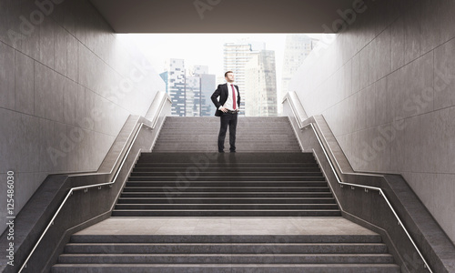 Businessman on the stairs