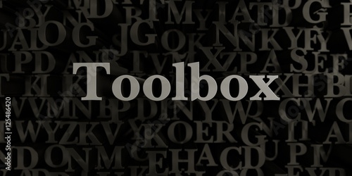 Toolbox - Stock image of 3D rendered metallic typeset headline illustration. Can be used for an online banner ad or a print postcard.