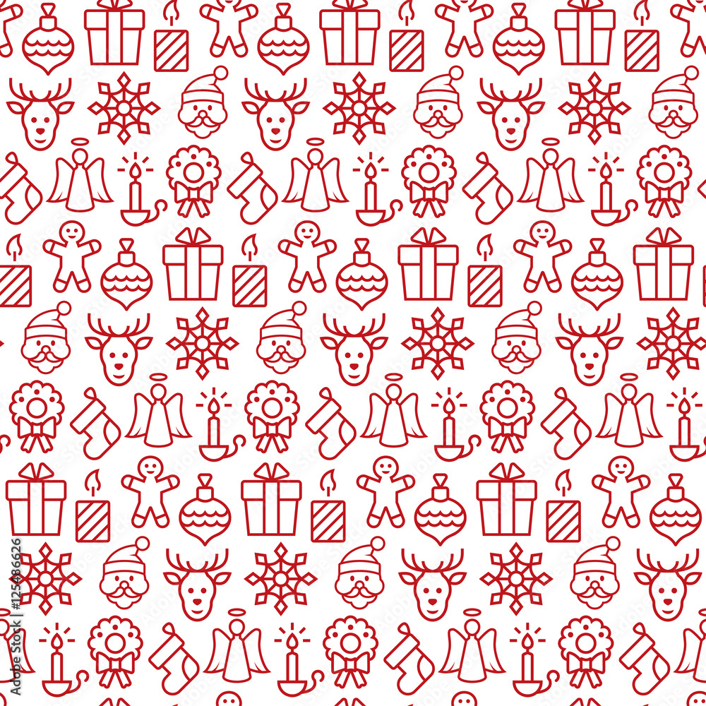Seamless pattern with icons of christmas items. Vector illustration. Seamless pattern with icons of christmas items. Vector illustration.