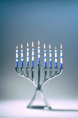 Hanukkah Menorah With Lit Candles
