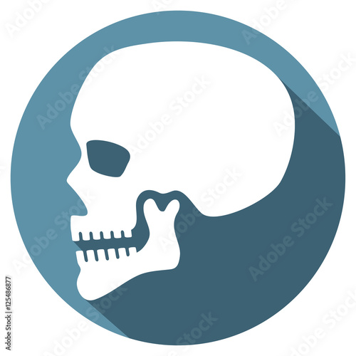 human skull profile flat icon