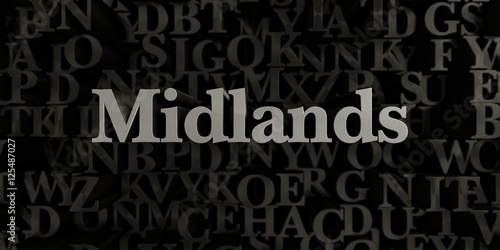 Midlands - Stock image of 3D rendered metallic typeset headline illustration. Can be used for an online banner ad or a print postcard.