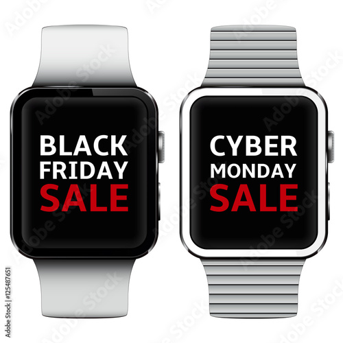 Smart watches with black friday and cyber monday sale text