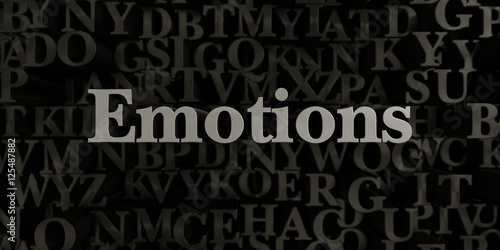 Emotions - Stock image of 3D rendered metallic typeset headline illustration. Can be used for an online banner ad or a print postcard.