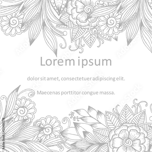 Vector floral frame in black and white. Can use for coloring and