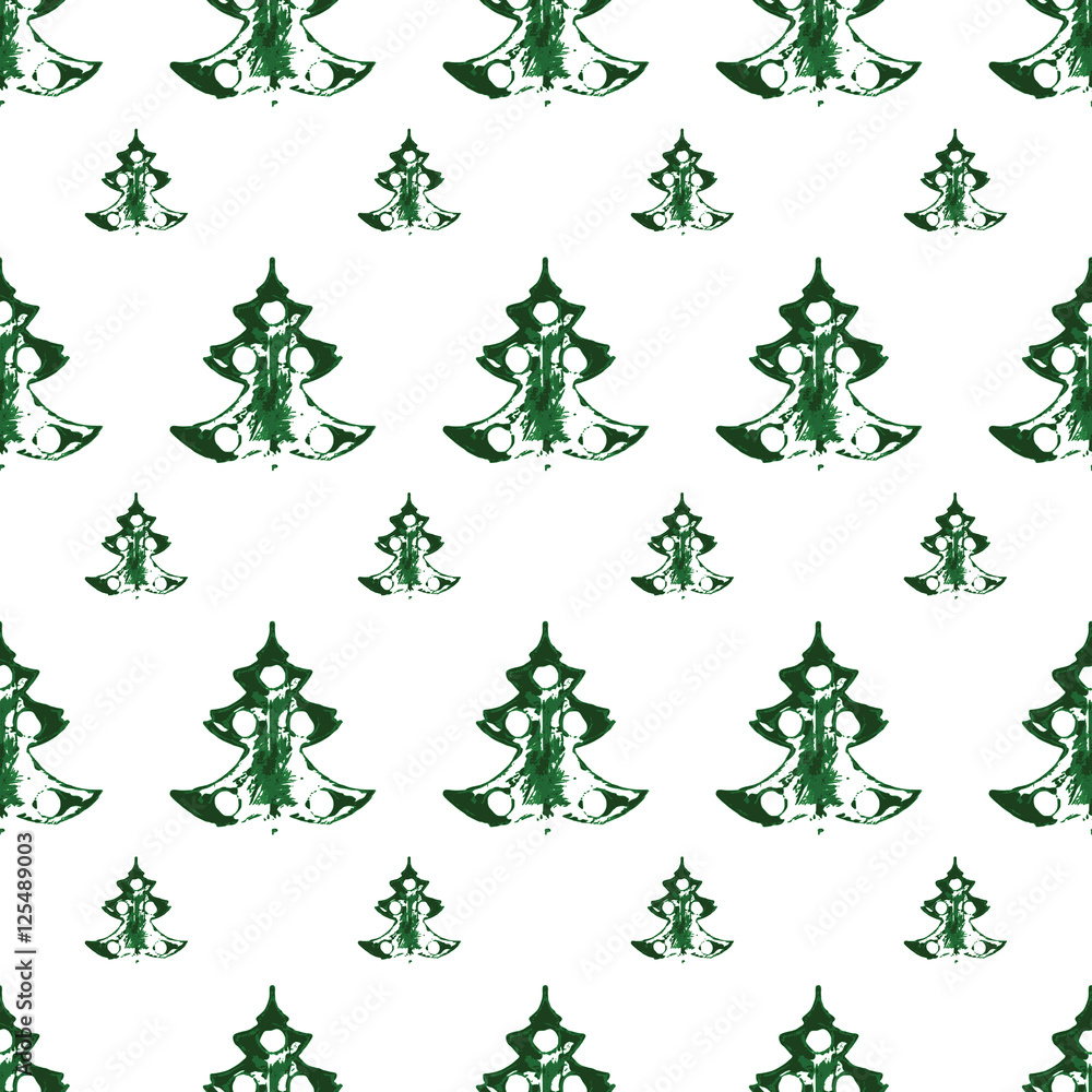 seamless pattern, prints of Christmas trees of various sizes seamless pattern, prints of Christmas trees of various sizes