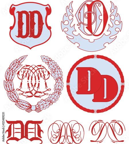 DD monograms and emblem templates set
