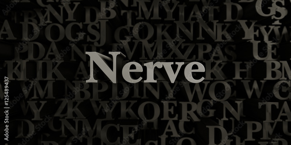 Nerve - Stock image of 3D rendered metallic typeset headline illustration.  Can be used for an online banner ad or a print postcard.