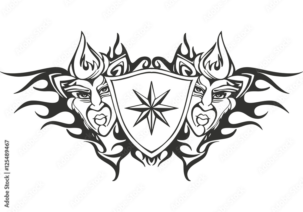 Obraz premium Flame tattoo template with a star