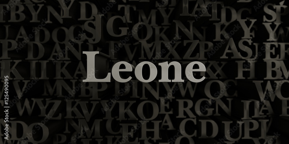 Leone - Stock image of 3D rendered metallic typeset headline illustration.  Can be used for an online banner ad or a print postcard.